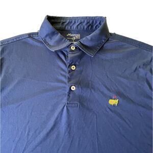Masters Tech Augusta National Golf Polo Shirt Spandex Blend Logo Blue Large Men